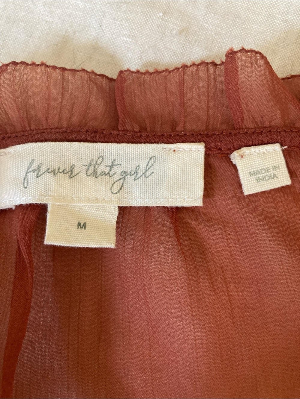 Rust Orange Ruffle V-Neck Blouse - Picture 5 of 8